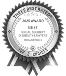 2025 Award: Best Social Security Disability Lawyers in Indianapolis, Three Best Rated