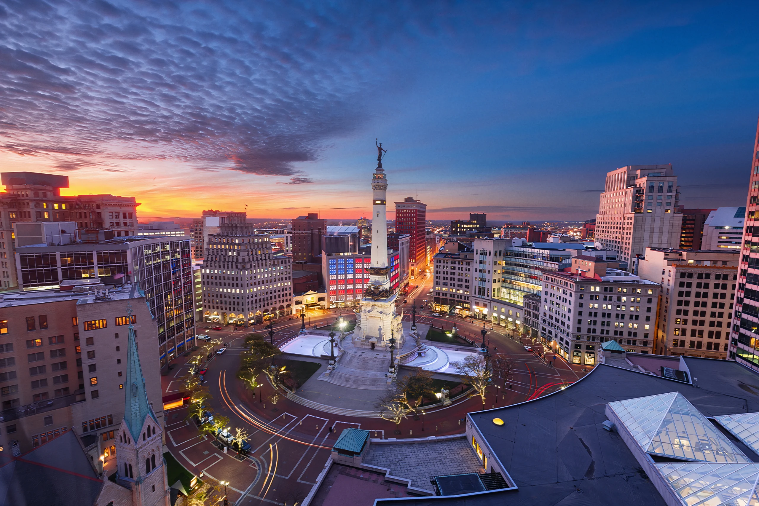 Indianapolis skyline at dusk